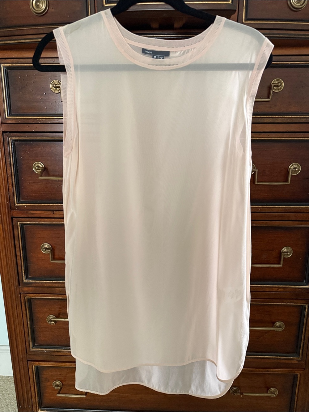 Vince Sleeveless Sheer Layered Tunic - Pale Pink